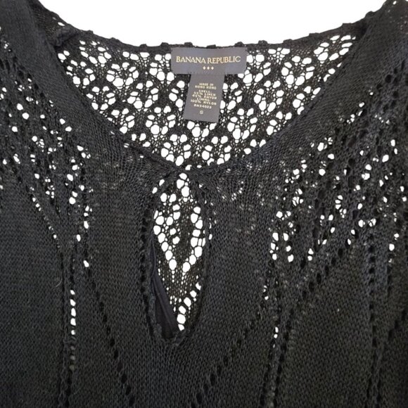 Banana Republic Womens Small Linen Blend Open Crochet Pattern Dress Over Spaghet - Picture 2 of 9